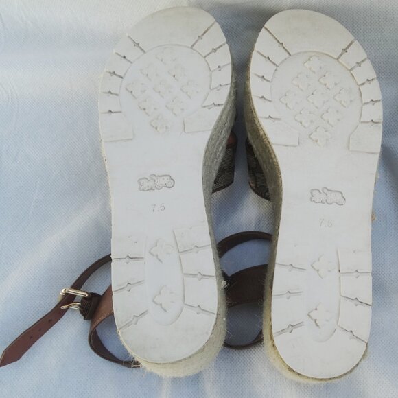 COACH Size 7.5B KIMBERLY Espadrille Platform Sandals, Signature Canvas - Picture 8 of 9